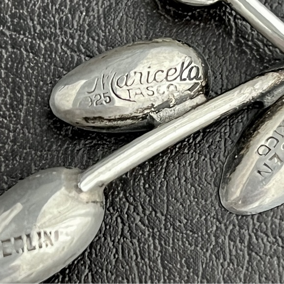 Vintage Maricela Taxco Mexico sterling silver turquoise brooch pin - Picture 7 of 9